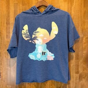 DISNEY STITCH VACAY MODE Short Sleeve Pullover Hoody Blue Size Large (SKU:A0000)